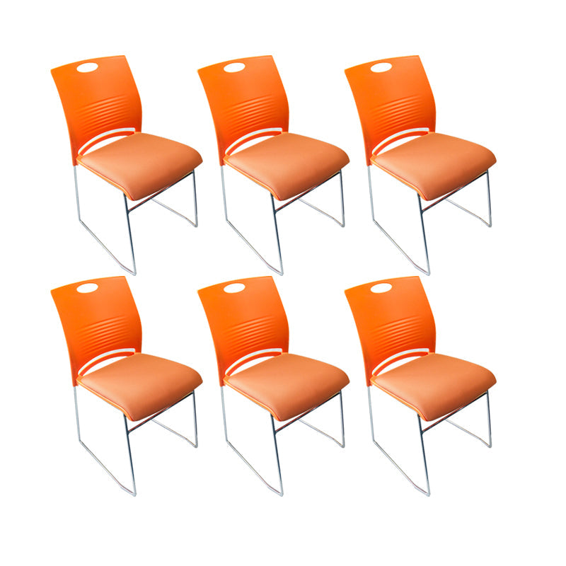 Contemporary Armless Guest Chair Mid Back Plastic Conference Chair 6 Piece Set Orange Clearhalo 'furn' 'furn_office_chair' 'Furniture' 'Office Chairs' 'Office Furniture' 'office_chair' 6336207