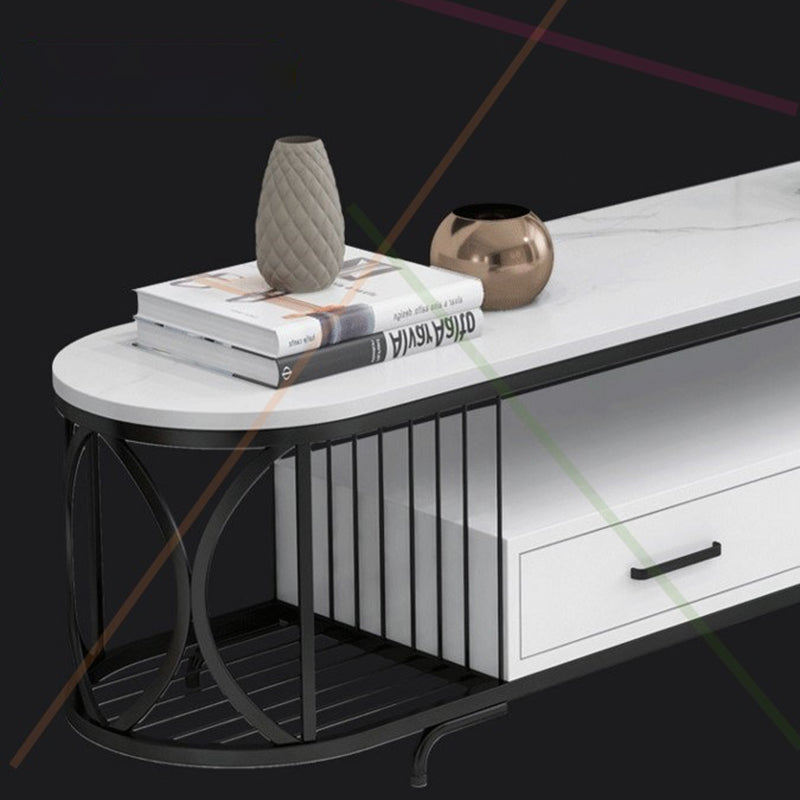 Glam Stone Meuble TV avec étagères ouvertes et console avec tiroirs