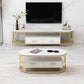 Glam Stone Meuble TV avec étagères ouvertes et console avec tiroirs