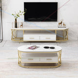 Glam Stone TV Media Stand Open Scalefing TV Console con cassetti