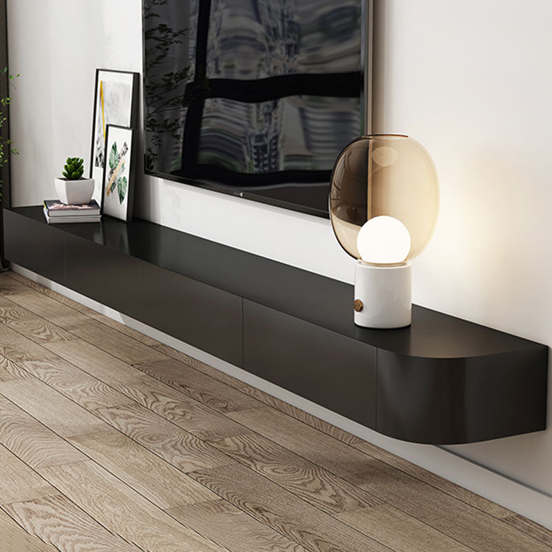 Modern TV Stand - Floating Mount TV Console in Black/ White/ Gray Black Clearhalo 'furn' 'furn_tv_stands_entertainment_centers' 'Furniture' 'Living Room Furniture' 'TV Stands & Entertainment Centers' 'TV Stands & Media Storage Furniture' 'tv_stands_entertainment_centers' 6336586