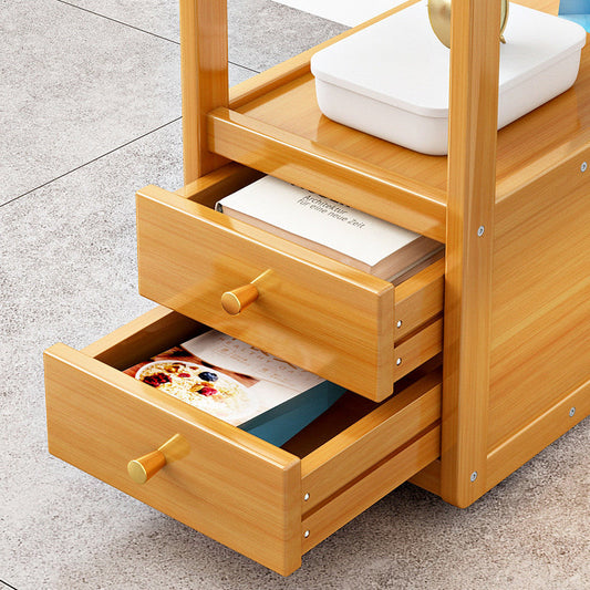 Mesa nocturna de vidrio y madera Modemalista Modemalista Mesa de noche abierta en ruedas