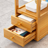 Tavolo da notte in vetro e legno moderno moderno comodino aperto su rotelle