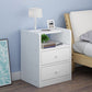 Wooden Bedside Cabinet Modern Style Minimalist Bedside Table with Drawers 16.9"L x 11.8"W x 20.1"H White 1 Piece Clearhalo 'Bedroom Furniture' 'furn' 'furn_night_stand' 'Furniture' 'night_stand' 'Nightstands' 6336668