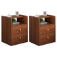 Wooden Bedside Cabinet Modern Style Minimalist Bedside Table with Drawers 16.9"L x 11.8"W x 20.1"H Brown 2 Piece Set Clearhalo 'Bedroom Furniture' 'furn' 'furn_night_stand' 'Furniture' 'night_stand' 'Nightstands' 6336692
