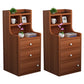 Wooden Bedside Cabinet Modern Style Minimalist Bedside Table with Drawers 14.6"L x 11.8"W x 33.5"H Brown 2 Piece Set Clearhalo 'Bedroom Furniture' 'furn' 'furn_night_stand' 'Furniture' 'night_stand' 'Nightstands' 6336696