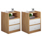 Wooden Bedside Cabinet Modern Style Minimalist Bedside Table with Drawers 16.9"L x 11.8"W x 20.1"H Natural Wood White 2 Piece Set Clearhalo 'Bedroom Furniture' 'furn' 'furn_night_stand' 'Furniture' 'night_stand' 'Nightstands' 6336697