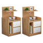 Wooden Bedside Cabinet Modern Style Minimalist Bedside Table with Drawers 16.9"L x 11.8"W x 28.7"H Natural Wood White 2 Piece Set Clearhalo 'Bedroom Furniture' 'furn' 'furn_night_stand' 'Furniture' 'night_stand' 'Nightstands' 6336698