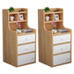 Wooden Bedside Cabinet Modern Style Minimalist Bedside Table with Drawers 14.6"L x 11.8"W x 33.5"H Natural Wood White 2 Piece Set Clearhalo 'Bedroom Furniture' 'furn' 'furn_night_stand' 'Furniture' 'night_stand' 'Nightstands' 6336699