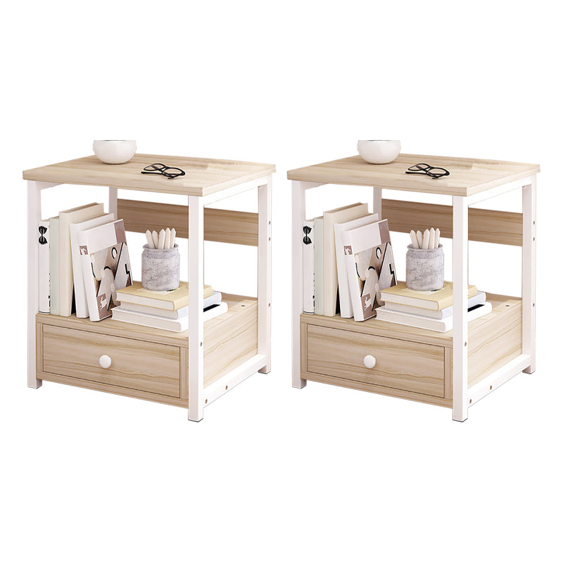 Mesa nocturna de almacenamiento abierta contemporánea de cama de cama con cajón