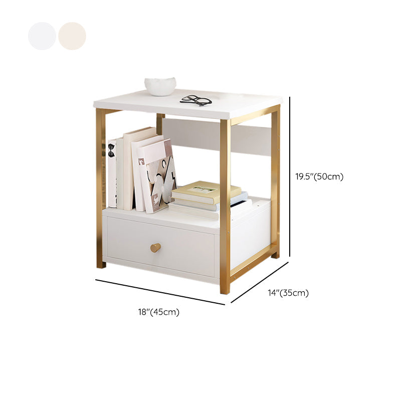 Mesa nocturna de almacenamiento abierta contemporánea de cama de cama con cajón