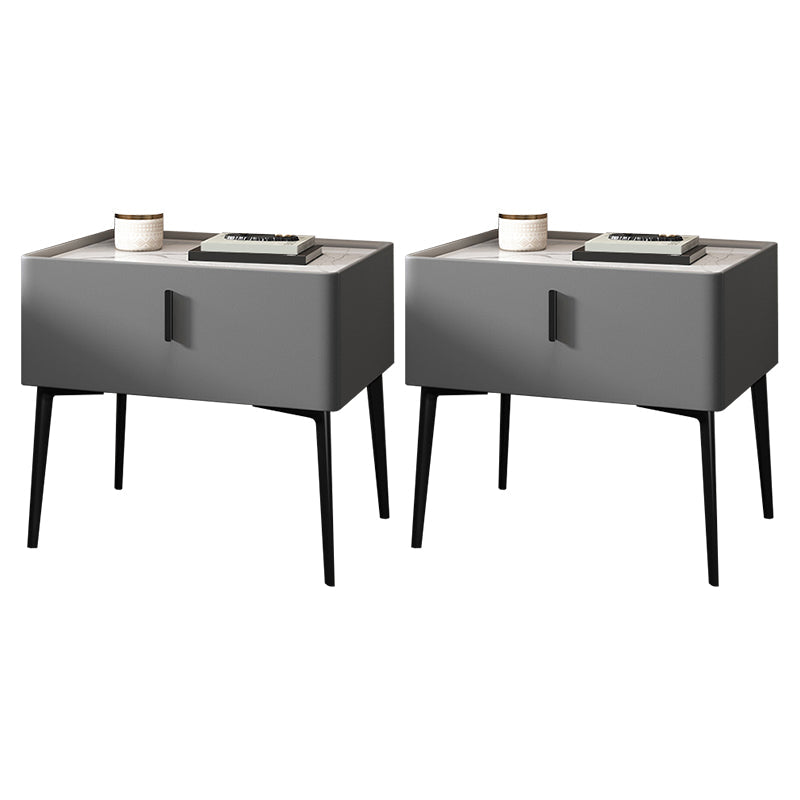 Mesita de noche contemporánea de madera maciza con 1 cajón, 19,7" de alto