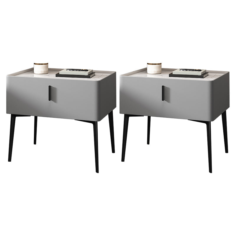 Mesita de noche contemporánea de madera maciza con 1 cajón, 19,7" de alto