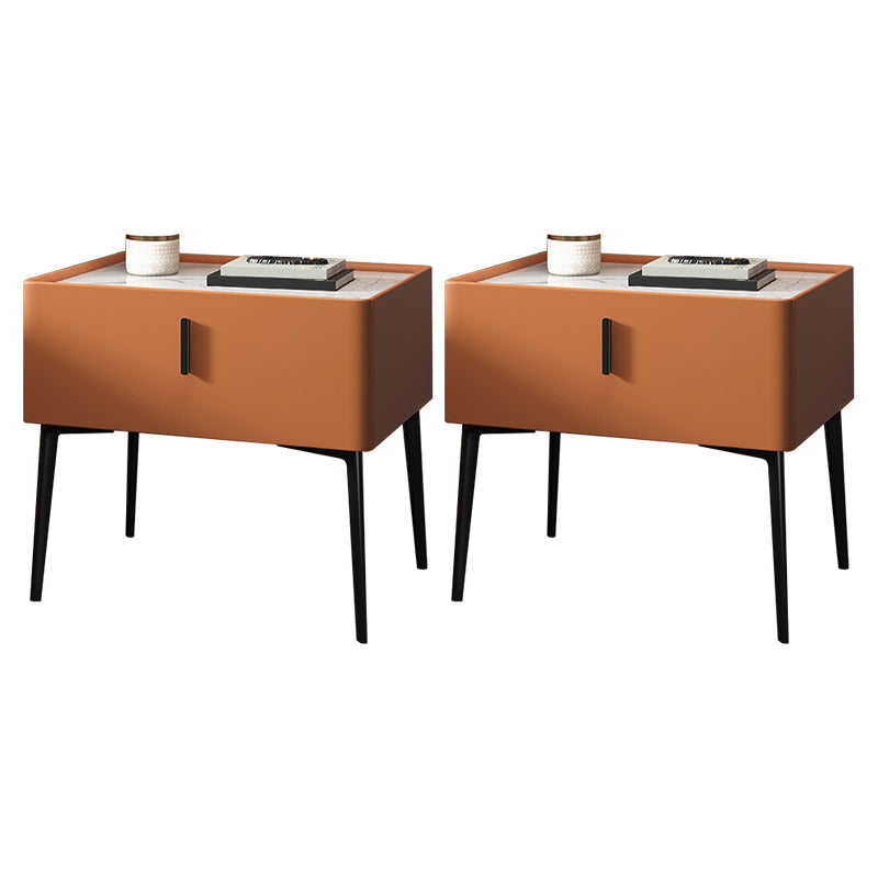 Mesita de noche contemporánea de madera maciza con 1 cajón, 19,7" de alto