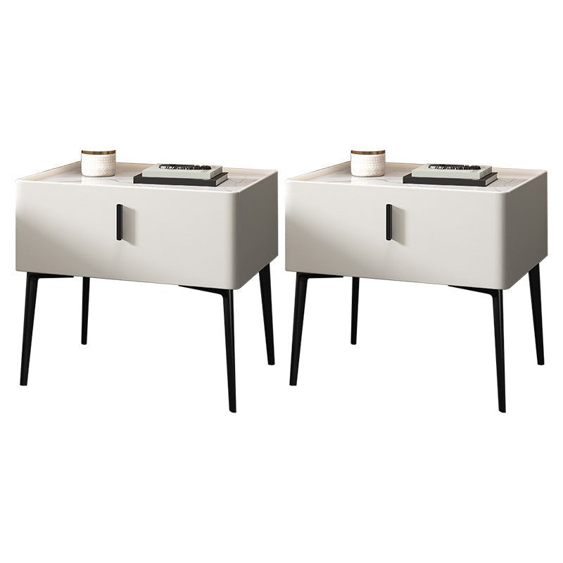 Mesita de noche contemporánea de madera maciza con 1 cajón, 19,7" de alto