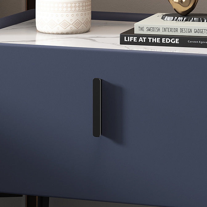 Mesita de noche contemporánea de madera maciza con 1 cajón, 19,7" de alto