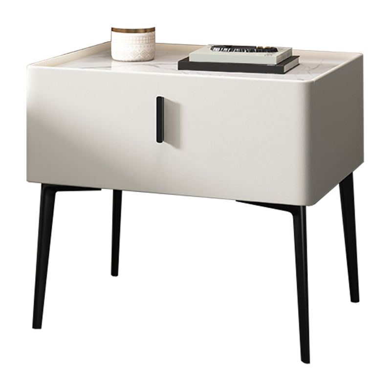 Mesita de noche contemporánea de madera maciza con 1 cajón, 19,7" de alto
