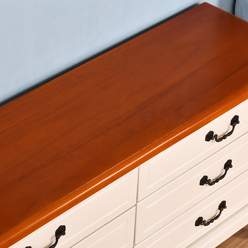 Cómoda tradicional americana para el hogar, cómoda de almacenamiento de madera maciza con cajones