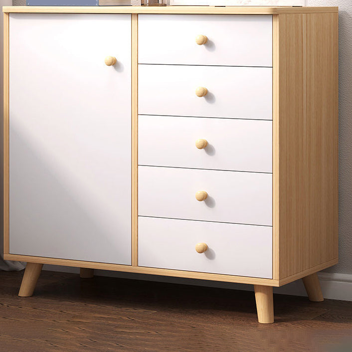 Contemporary Combo Dresser Solid Wood Bachelor's Chest for Home 31"L x 13"W x 35"H White-Apricot 5 Clearhalo 'Bedroom Furniture' 'Dressers & Chests' 'dressers_chests' 'furn' 'furn_dressers_chests' 'Furniture' 6337518