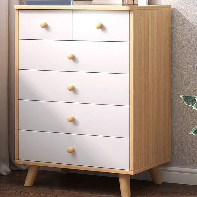 Contemporary Combo Dresser Solid Wood Bachelor's Chest for Home 24"L x 13"W x 35"H White-Apricot 6 Clearhalo 'Bedroom Furniture' 'Dressers & Chests' 'dressers_chests' 'furn' 'furn_dressers_chests' 'Furniture' 6337519