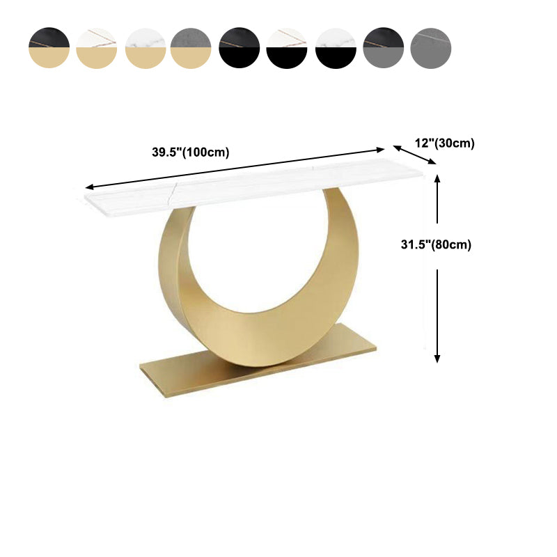 Glam Stone Console Accent Table Rectangle End Table for Hall