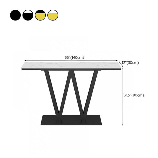 Contemporary Iron Console Sofa Table Rectangle Marble Console Accent Table for Hall