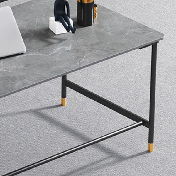Industrial Rectangular Writing Desk H-Shape Office Desk Dark Taupe Clearhalo 'furn' 'furn_office_desk' 'Furniture' 'Office Desks' 'Office Furniture' 'office_desk' 6342568