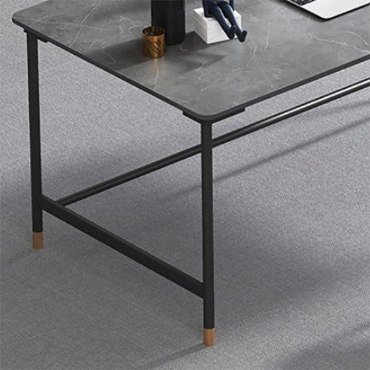 Industrial Rectangular Writing Desk H-Shape Office Desk Dark Taupe Clearhalo 'furn' 'furn_office_desk' 'Furniture' 'Office Desks' 'Office Furniture' 'office_desk' 6342569