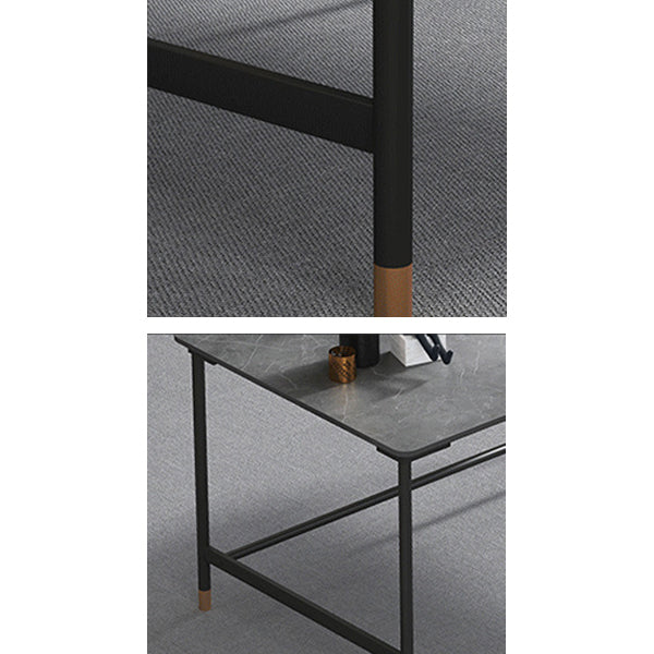 Industrial Rectangular Writing Desk H-Shape Office Desk Dark Taupe Clearhalo 'furn' 'furn_office_desk' 'Furniture' 'Office Desks' 'Office Furniture' 'office_desk' 6342570