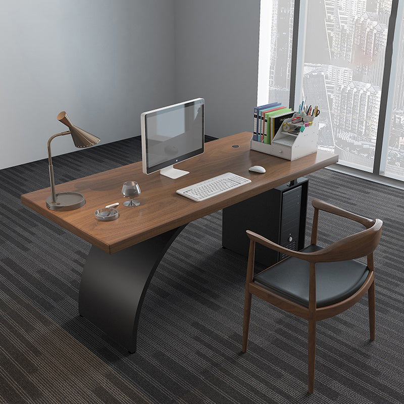 Scrivania marrone e nero da ufficio rettangolare scrivania in legno pino e metallo