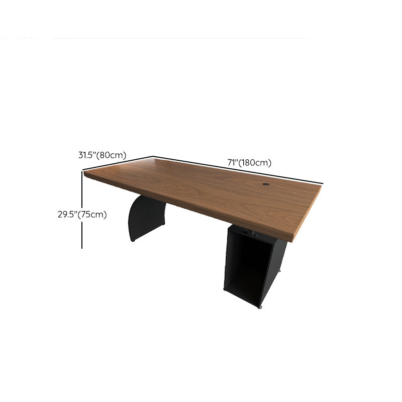 Scrivania marrone e nero da ufficio rettangolare scrivania in legno pino e metallo