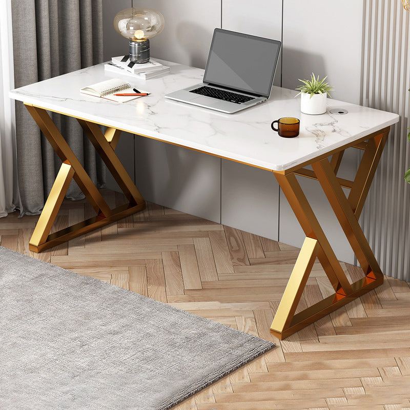 Escritorio de oficina de acero y madera artificial escritorio rectangular de la computadora con gestión de cables