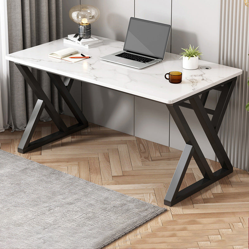 Escritorio de oficina de acero y madera artificial escritorio rectangular de la computadora con gestión de cables