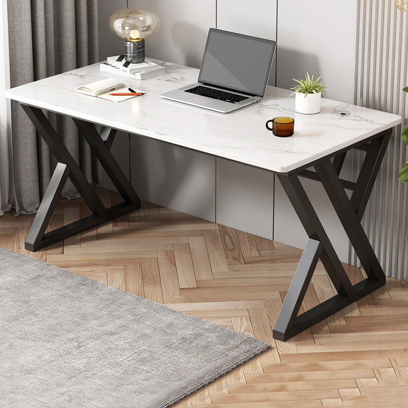 Escritorio de oficina de acero y madera artificial escritorio rectangular de la computadora con gestión de cables