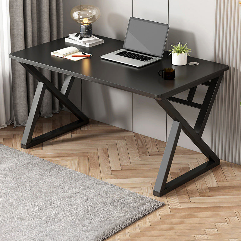 Escritorio de oficina de acero y madera artificial escritorio rectangular de la computadora con gestión de cables