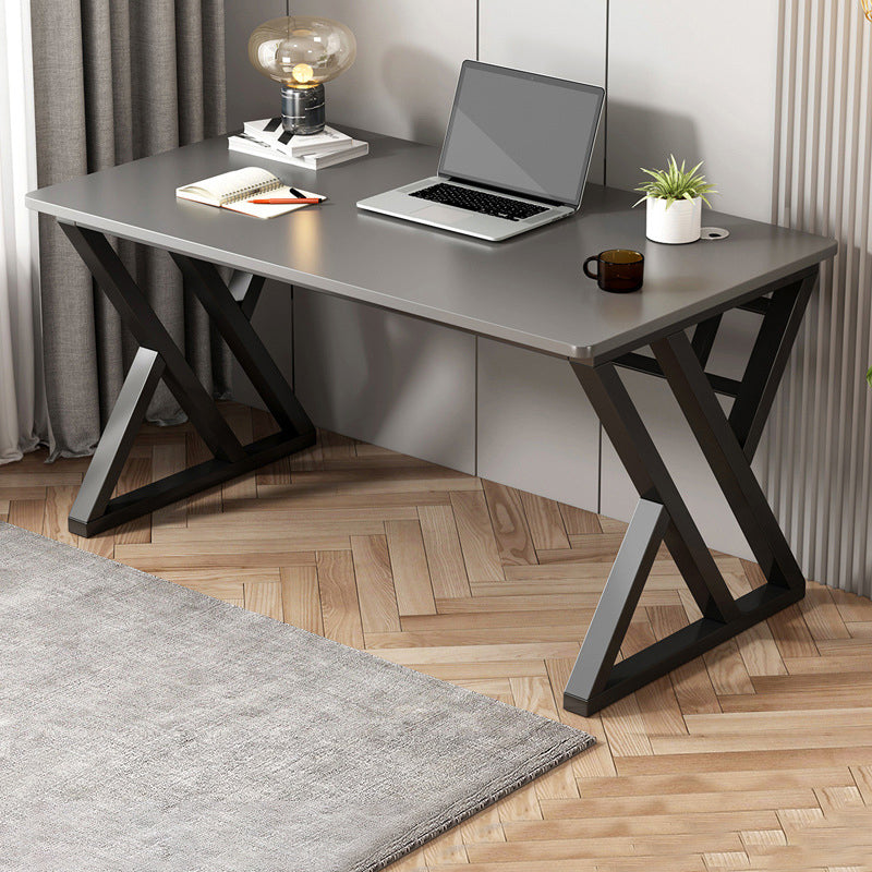 Escritorio de oficina de acero y madera artificial escritorio rectangular de la computadora con gestión de cables