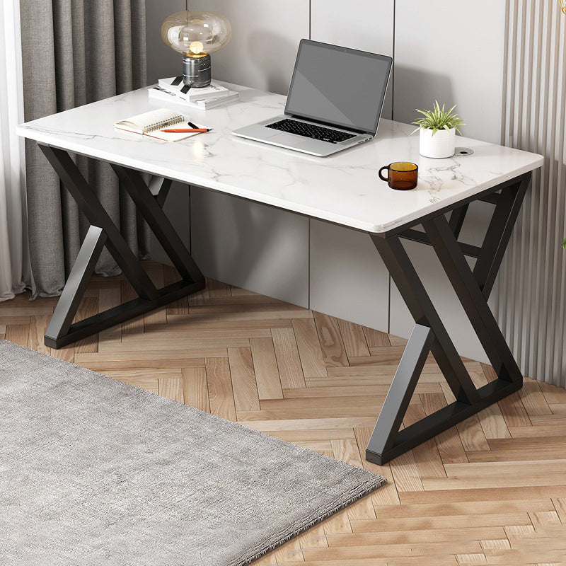 Escritorio de oficina de acero y madera artificial escritorio rectangular de la computadora con gestión de cables