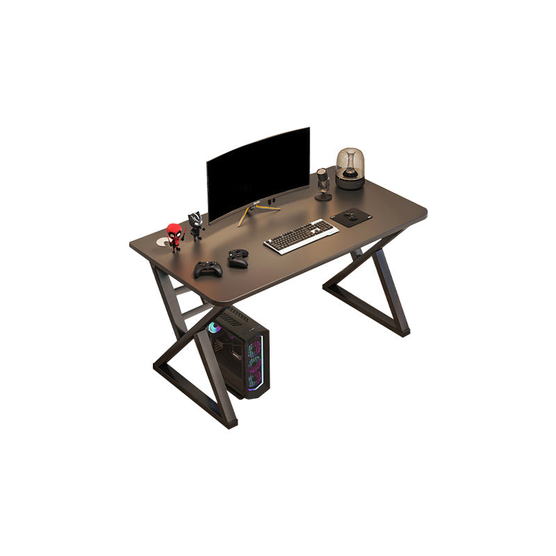 Industrieel kantoor bureau donkere taupe en zwarte computerbureau kunstmatig hout