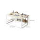 Rectangular Sled Base Writing Desk Wooden Dormitory Office Desk with Metal Legs