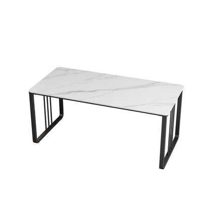 Stone and Iron Office Desk Contemporary Curved Sled Writing Desk White Clearhalo 'furn' 'furn_office_desk' 'Furniture' 'Office Desks' 'Office Furniture' 'office_desk' 6342865