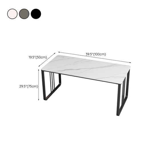 Stone and Iron Office Desk Contemporary Curved Sled Writing Desk Clearhalo 'furn' 'furn_office_desk' 'Furniture' 'Office Desks' 'Office Furniture' 'office_desk' 6342871