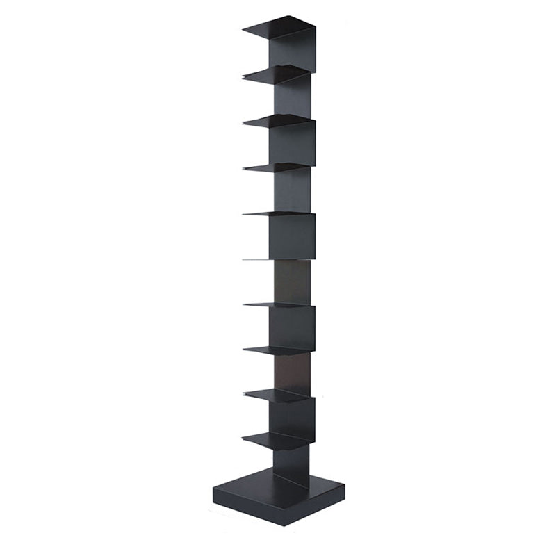 Contemporary Steel Bookshelf Geometric Shelf Bookcase for Study Room 13.8"L x 13.8"W x 70.1"H Black Clearhalo 'Bookcases' 'furn' 'furn_bookcases' 'Furniture' 'Office Furniture' 6343064