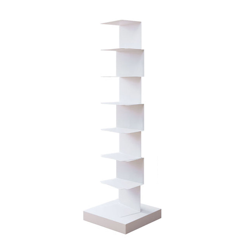 Contemporary Steel Bookshelf Geometric Shelf Bookcase for Study Room 13.8"L x 13.8"W x 49.6"H White Clearhalo 'Bookcases' 'furn' 'furn_bookcases' 'Furniture' 'Office Furniture' 6343069