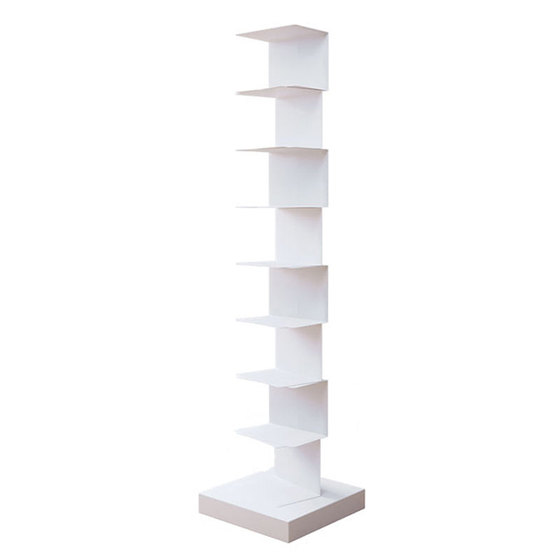 Contemporary Steel Bookshelf Geometric Shelf Bookcase for Study Room 13.8"L x 13.8"W x 56.7"H White Clearhalo 'Bookcases' 'furn' 'furn_bookcases' 'Furniture' 'Office Furniture' 6343072