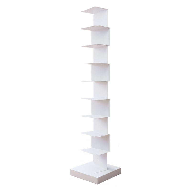 Contemporary Steel Bookshelf Geometric Shelf Bookcase for Study Room 13.8"L x 13.8"W x 63.4"H White Clearhalo 'Bookcases' 'furn' 'furn_bookcases' 'Furniture' 'Office Furniture' 6343073