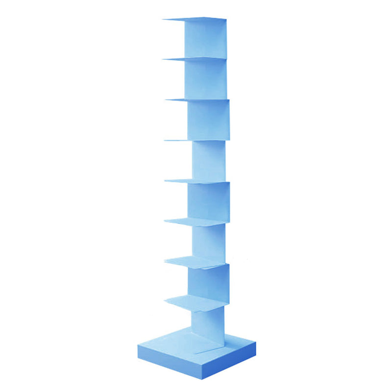 Contemporary Steel Bookshelf Geometric Shelf Bookcase for Study Room 13.8"L x 13.8"W x 56.7"H Blue Clearhalo 'Bookcases' 'furn' 'furn_bookcases' 'Furniture' 'Office Furniture' 6343088