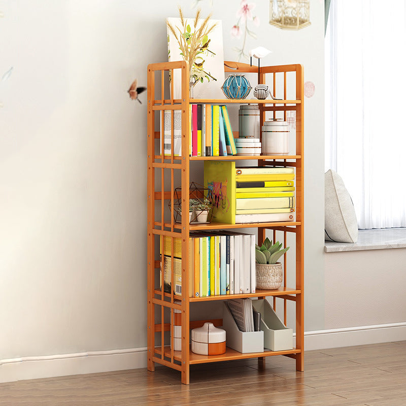 Modern Bamboo Floor Shelf Bookcase Open Etagere Bookshelf for Study Room