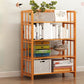 Modern Bamboo Floor Shelf Bookcase Open Etagere Bookshelf for Study Room