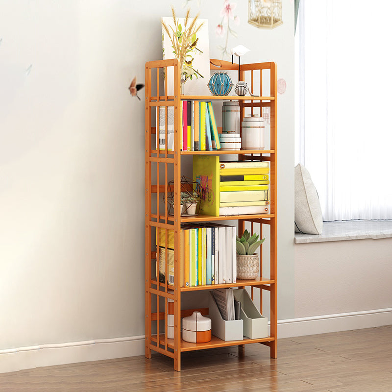 Modern Bamboo Floor Shelf Bookcase Open Etagere Bookshelf for Study Room
