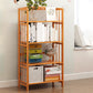 Modern Bamboo Floor Shelf Bookcase Open Etagere Bookshelf for Study Room